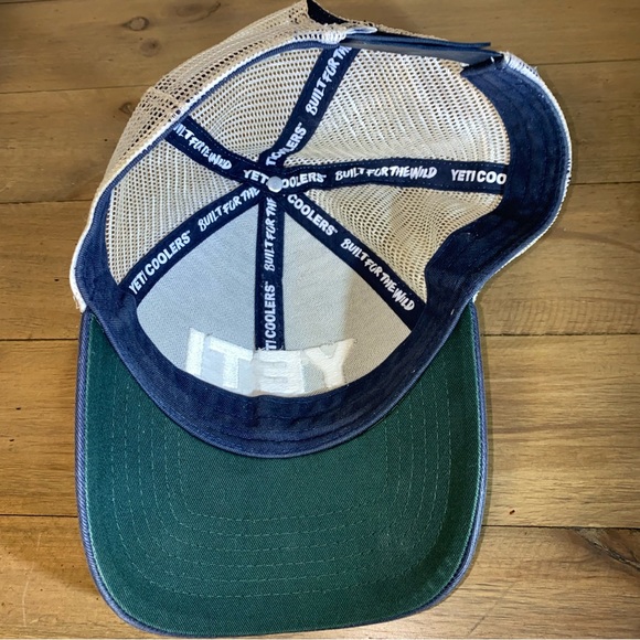 YETI Coolers Trucker Faded Hat Navy Blue Snapback Mesh Adjustable Baseball Cap - Picture 7 of 7